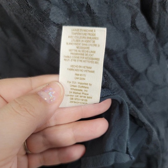 Free People Floral Lace Scallop Edge 3/4 Sleeve Fit & Flare Mini Dress Size 2 - Picture 6 of 6